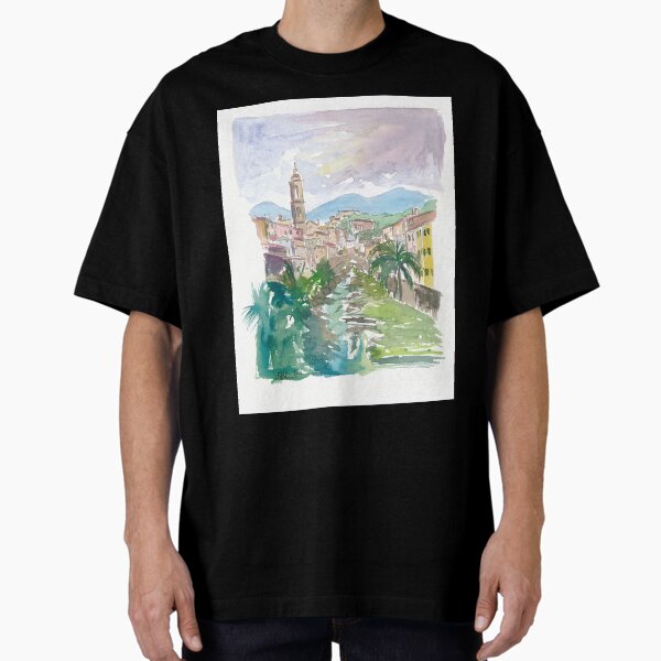 Item preview, Italian Country Town Liguria with Creek And Bridge designed and sold by artshop77.