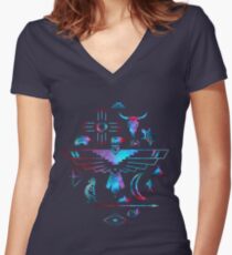 Native American Symbols Women's Fitted V-Neck T-Shirt