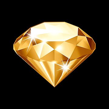 Gold Diamond, shiny rhinestone, gem. Yellow sparkle diamond