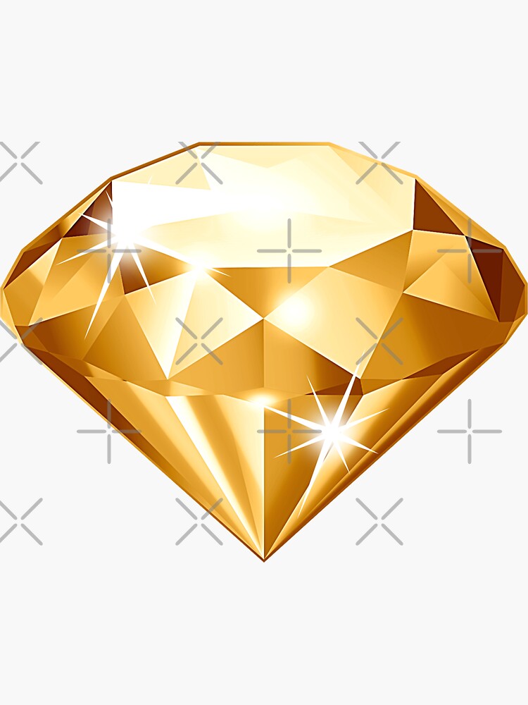 Gold Diamond, shiny rhinestone, gem. Yellow sparkle diamond, crystal.   Sticker for Sale by iclipart