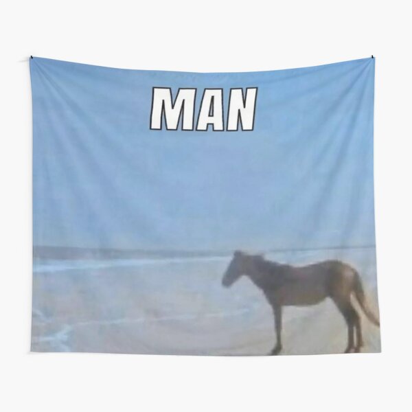 Horse looking out to sea meme Tapestry