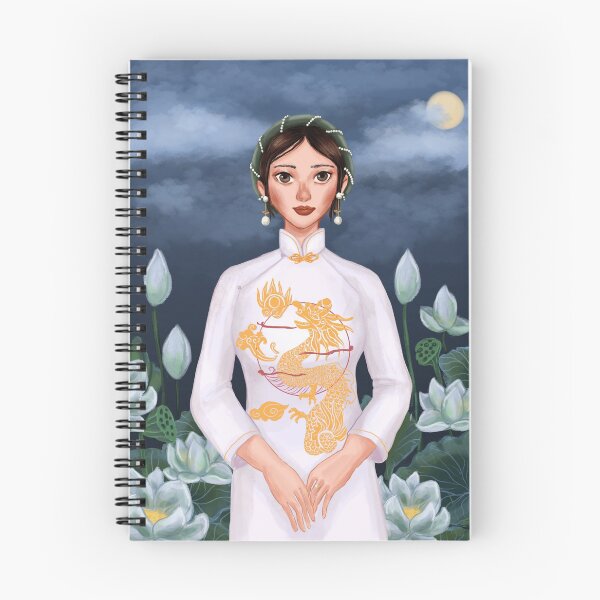 Item preview, Girl in ao dai among lotus designed and sold by quynhdraws.