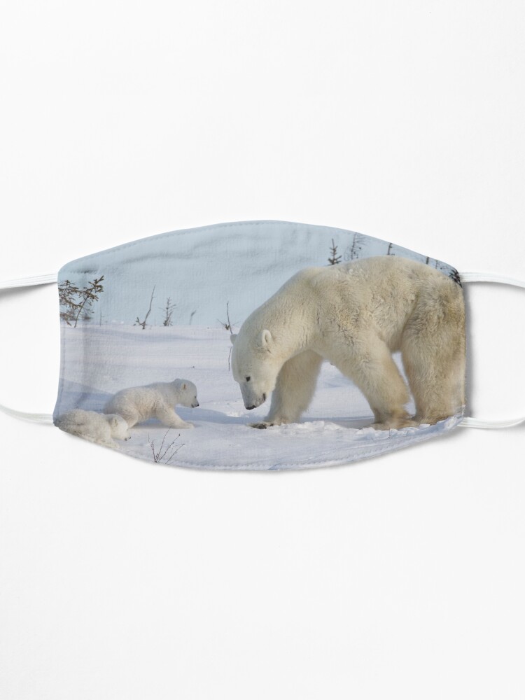 Masque ''Mère ours polaire veille sur ses deux petits nouveau-nés' : autre vue