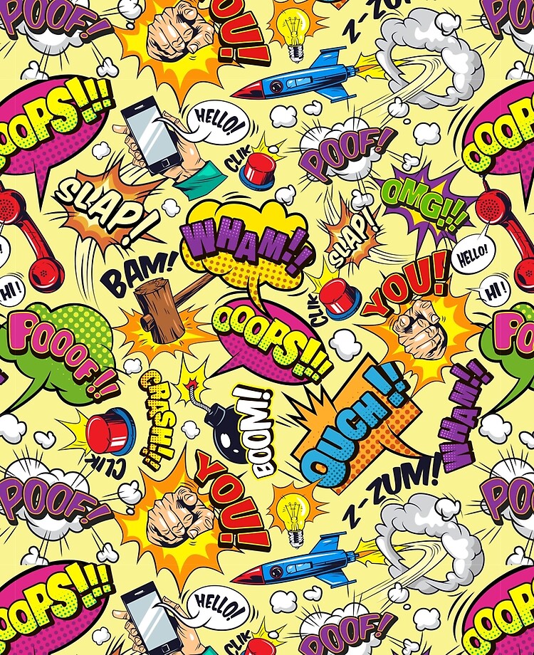 Comic Pop Art pattern in yellow background