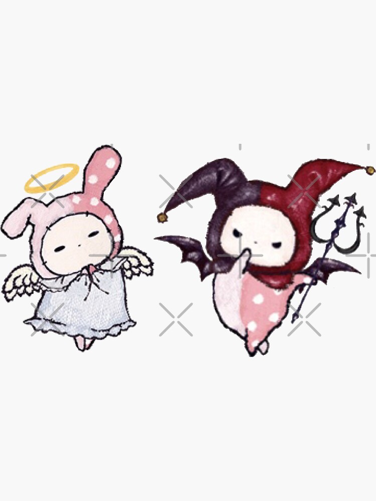 sentimental circus angel and devil | Sticker