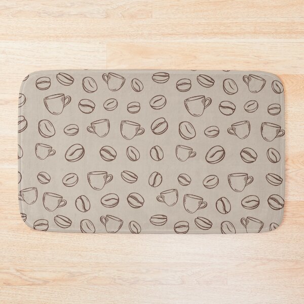 Item preview, Coffee mugs and beans on light background pattern design designed and sold by coffeeapparel.