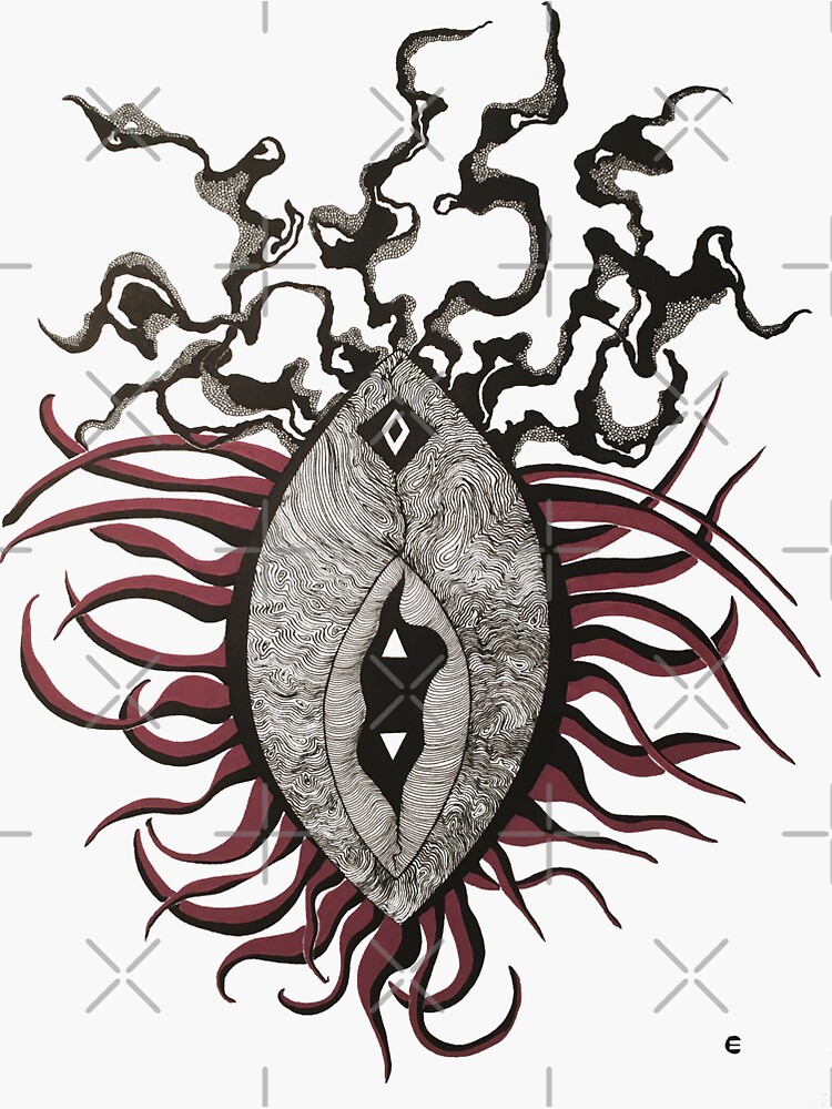 Thumbnail 3 of 3, Sticker, initially created with Indian ink and Bordeaux posca designed and sold by atelierdeceza.