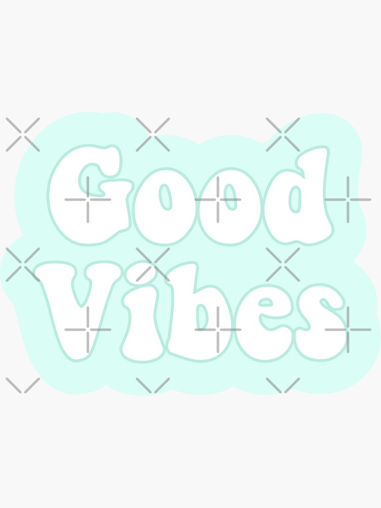 Thumbnail 3 of 3, Sticker, good vibes groovy turquoise designed and sold by Pastel-PaletteD.