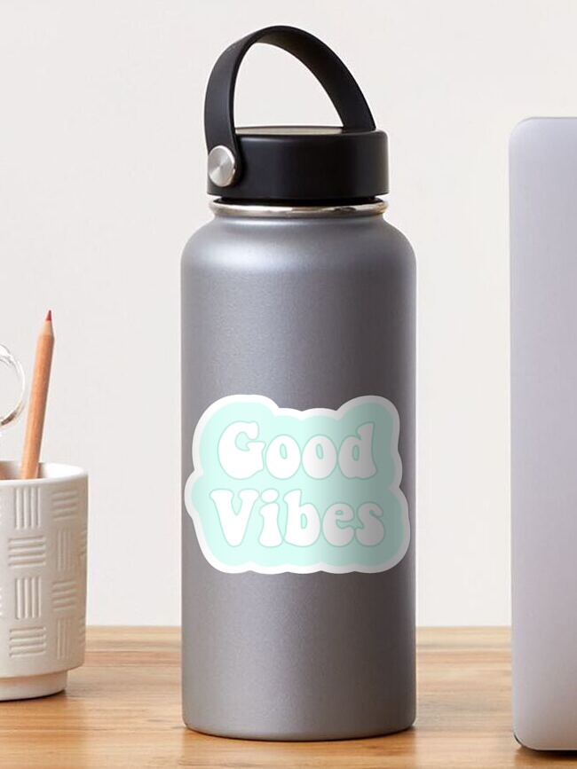 Thumbnail 1 of 3, Sticker, good vibes groovy turquoise designed and sold by Pastel-PaletteD.