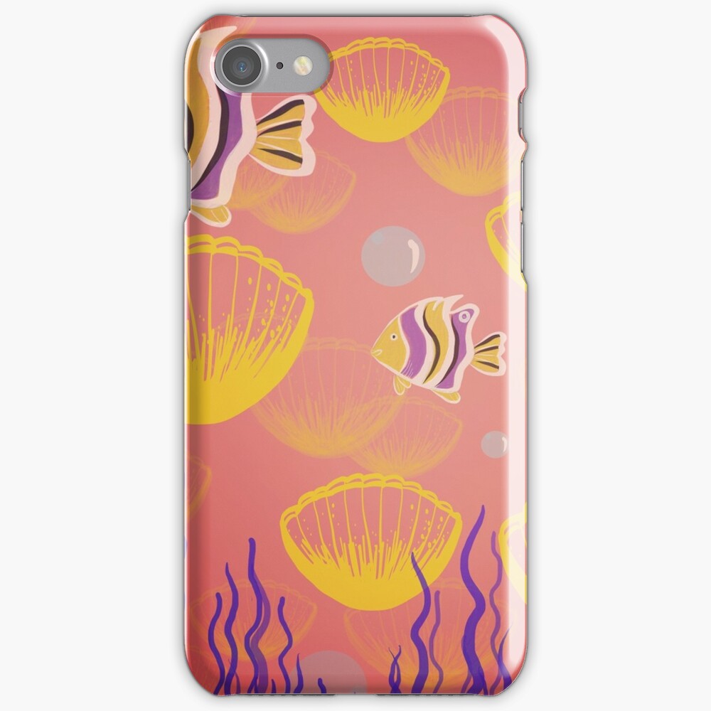 "Digital artwork of underwater colorful tropical marine life" iPhone