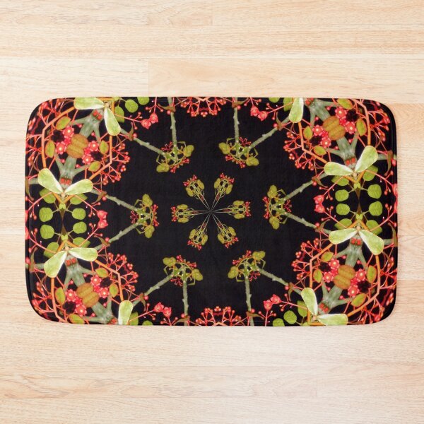 Item preview, Red buds, green leaves night mandala designed and sold by MarilynBaldey7.