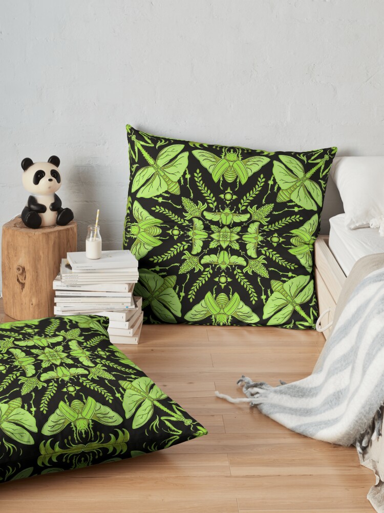 Alternate view of Designer Bug - Black/Green Floor Pillow