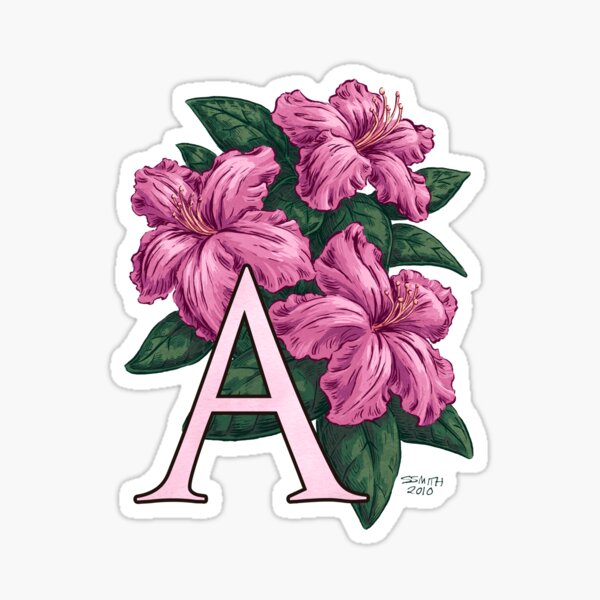 A is for Azalea Flower Monogram Floating Sticker