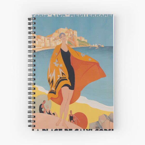 Item preview, PLM La Plage de Calvi vintage travel poster designed and sold by stickart-marek.