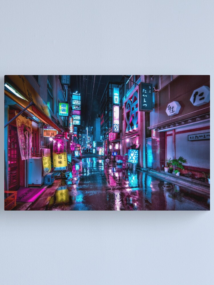 Alternative Ansicht von Tokio bei Nacht - Shimbashi Leinwanddruck