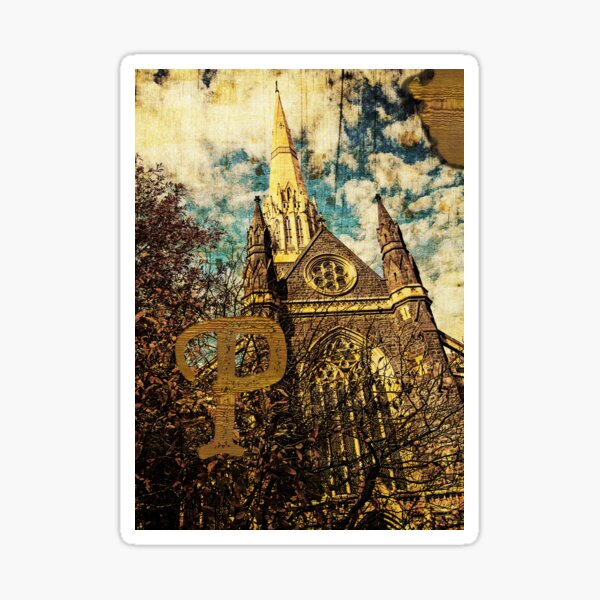 Grungy Melbourne Australia Alphabet Letter P St Patrick's Cathedral Sticker