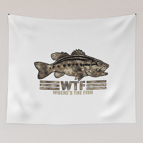 Item preview, Funny Camo Bass Fishing product WTF Where's The Fish print designed and sold by jakehughes2015.