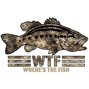 Funny Camo Bass Fishing product WTF Where's The Fish print Kids T