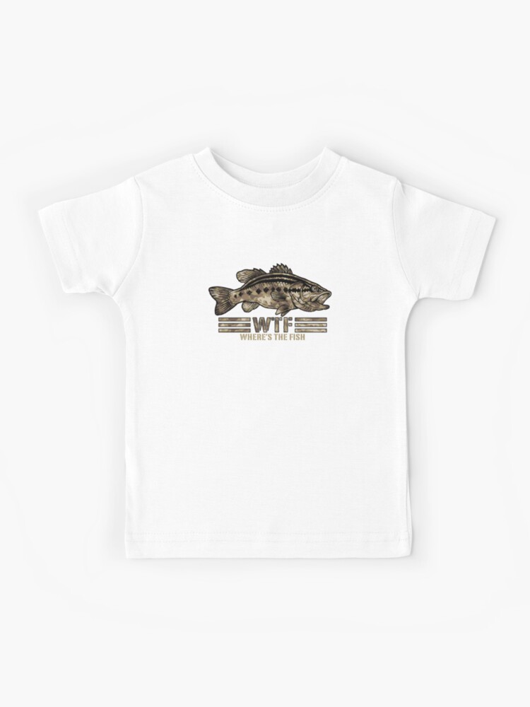 Funny Camo Bass Fishing product WTF Where's The Fish print Kids T-Shirt  for Sale by jakehughes2015