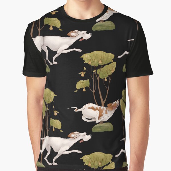 Pointer hounds hunt in a dark forest. Graphic T-Shirt