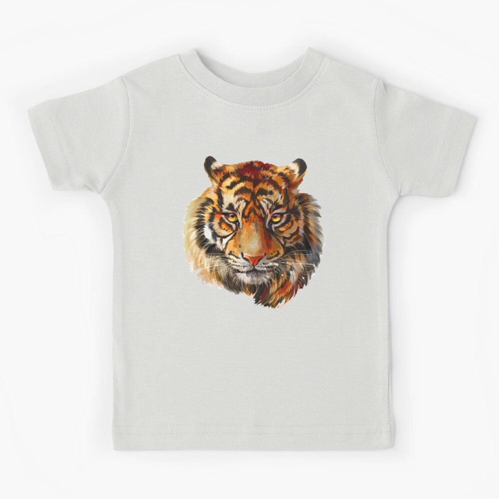 Bens Black Line Art Tiger from Detroit Design Kids T-Shirt