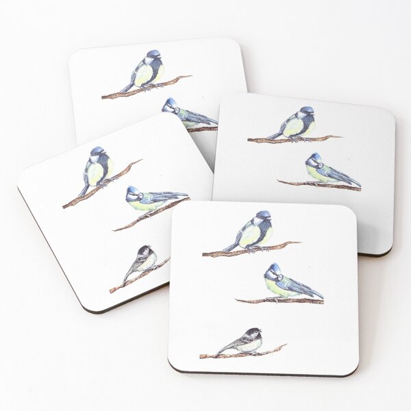 Item preview, Great, Blue and Coal Tits in watercolour designed and sold by e-victoria.