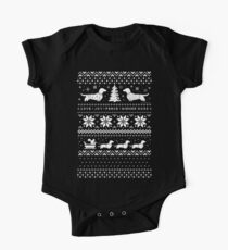 Dachshunds Christmas Sweater Pattern Short Sleeve Baby One-Piece