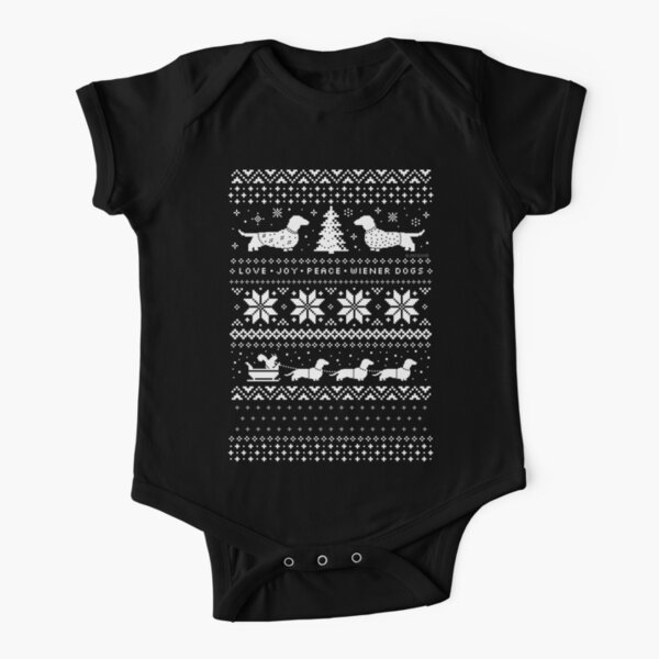 Dachshunds Christmas Sweater Pattern Short Sleeve Baby One-Piece
