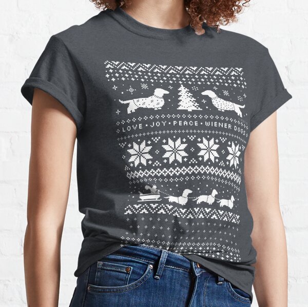 Dachshunds Christmas Sweater Pattern Classic T-Shirt