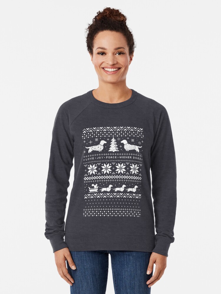 Alternate view of Dachshunds Christmas Sweater Pattern Lightweight Sweatshirt