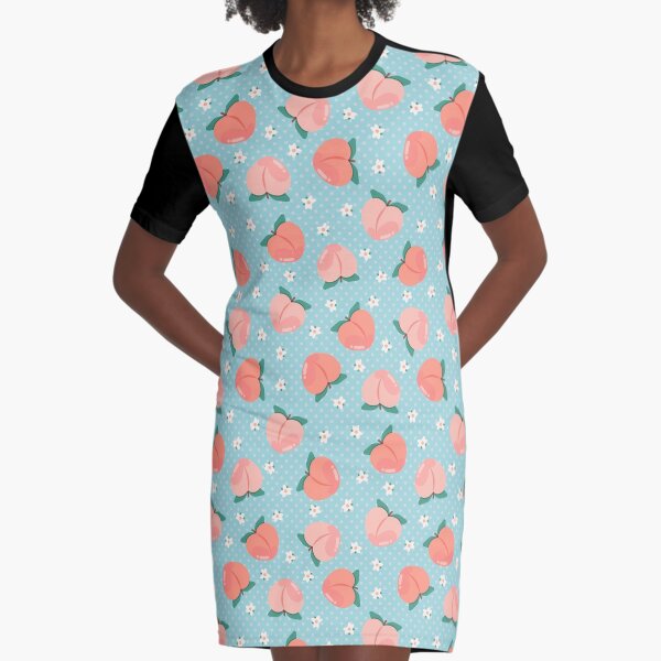 Peachy Keen in Blue Graphic T-Shirt Dress
