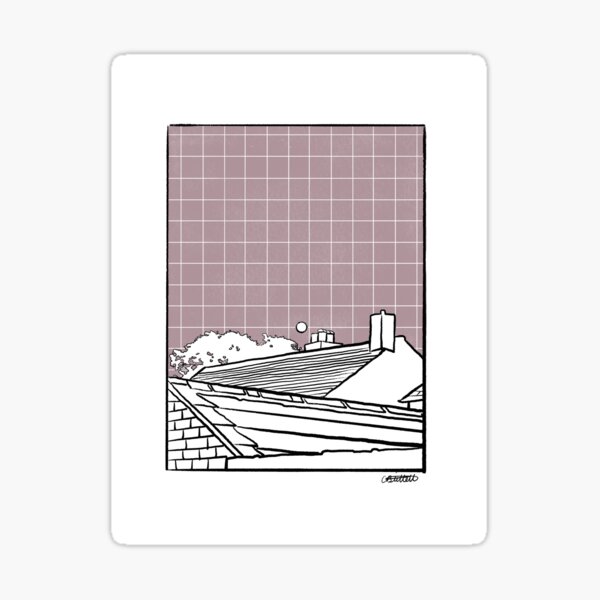 Pink Sky Moon Rise Sticker