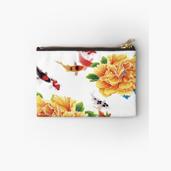 Item preview, Colored china painting with yellow chrysanthemums koi carp bamboo designed and sold by Kallandra.