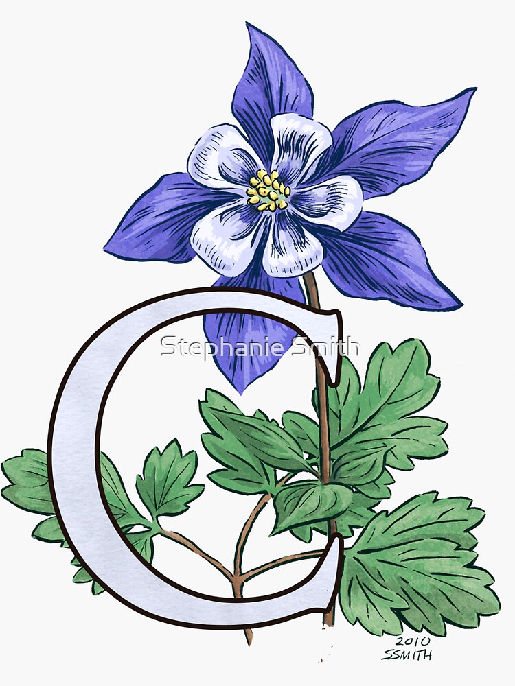C is for Columbine Flower Monogram Floating by stephsmith