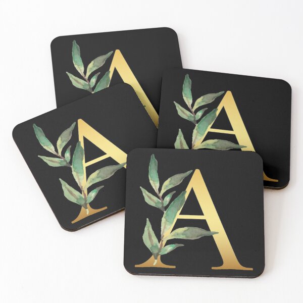 Item preview, Floral Gold Monogram A - Letter Art Black designed and sold by MysticMagpie.