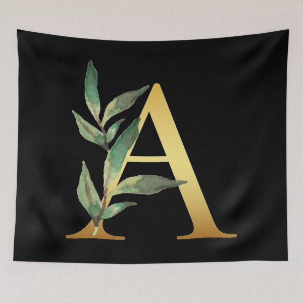 Item preview, Floral Gold Monogram A - Letter Art Black designed and sold by MysticMagpie.