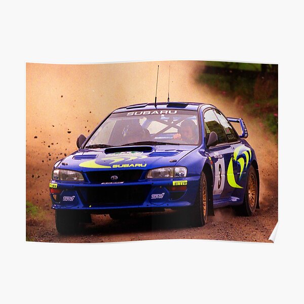 Colin McRae en course dans sa Impreza STI World Rally Car Poster
