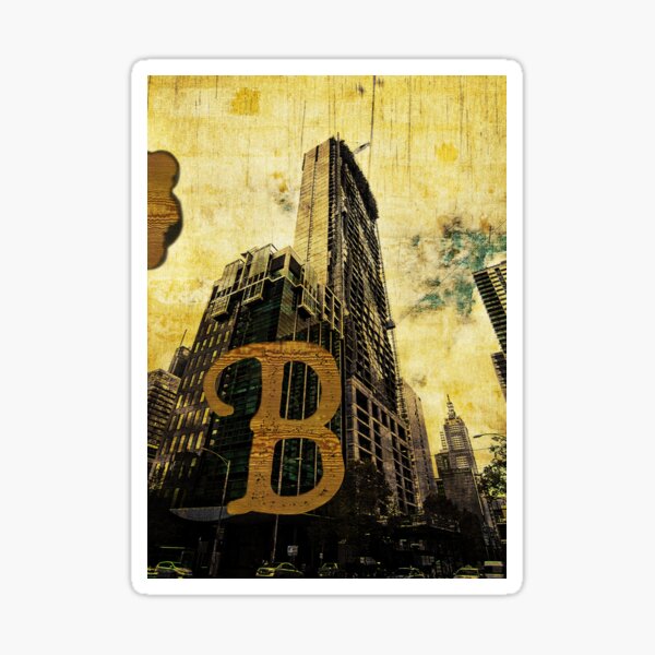 Grungy Melbourne Australia Alphabet Letter B Central Business District Sticker