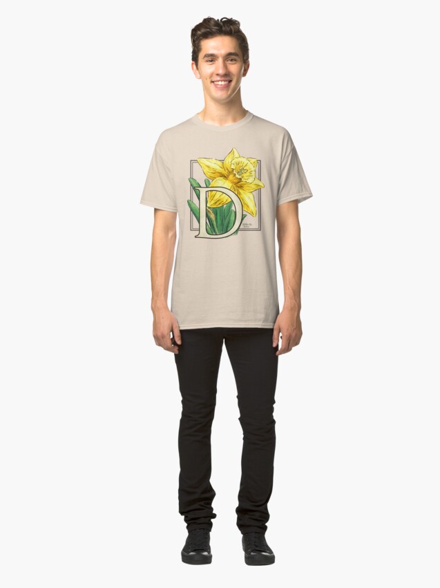 Alternate view of D is for Daffodil Flower Monogram Classic T-Shirt