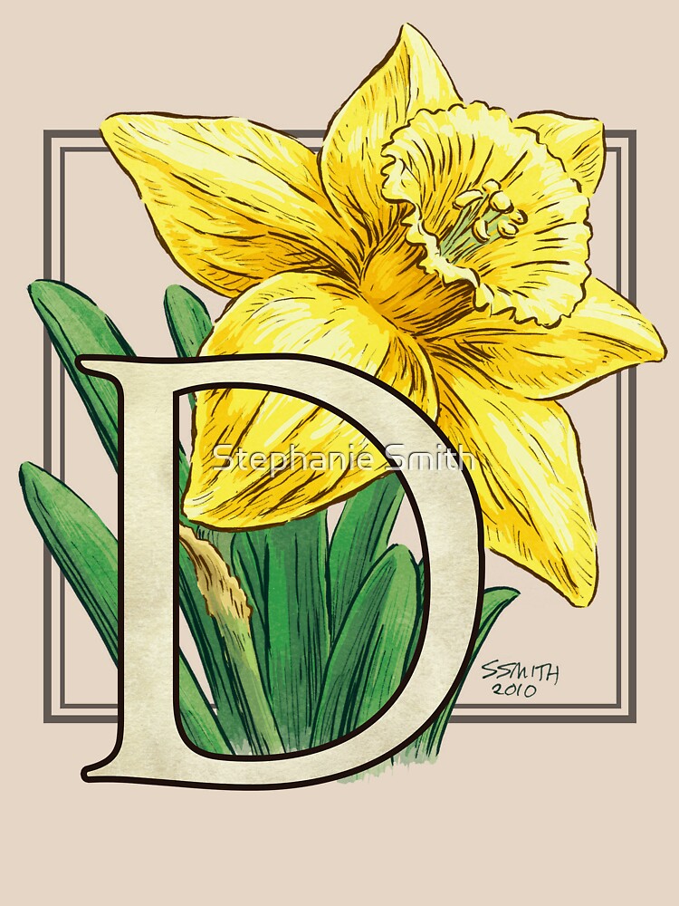 D is for Daffodil Flower Monogram by stephsmith
