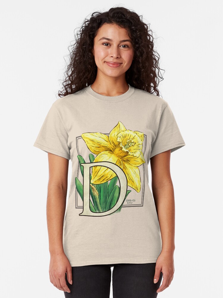 Alternate view of D is for Daffodil Flower Monogram Classic T-Shirt