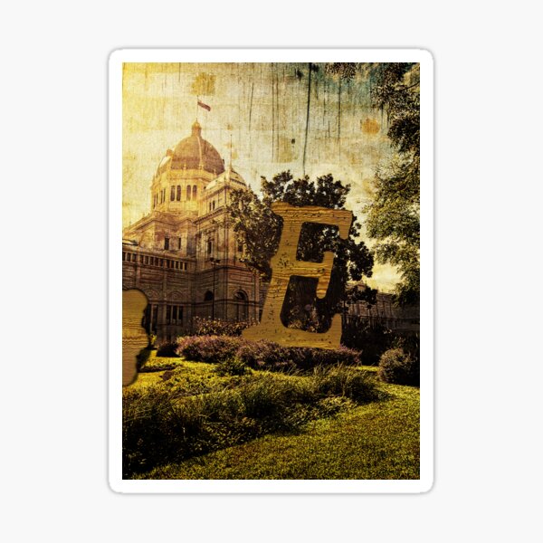 Grungy Melbourne Australia Alphabet Letter E Royal Exhibition Building Sticker