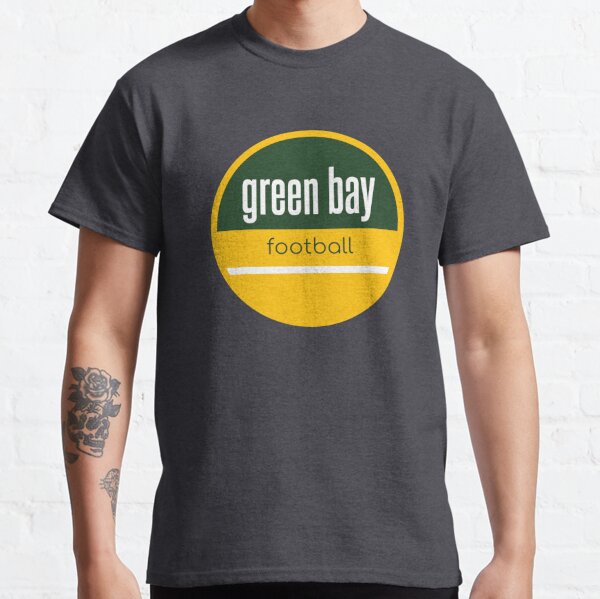 deadmansupplyco Vintage Football - Green Bay Packers (Yellow Green Bay Wordmark) T-Shirt