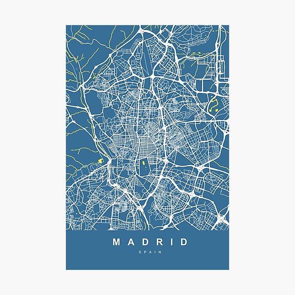 Item preview, Madrid - Spain Map | Blue Color | City Map designed and sold by Urban-Maps.