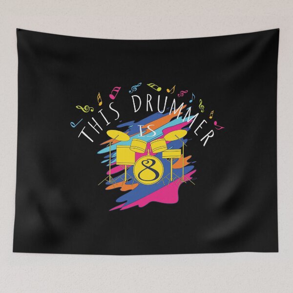 Item preview, This Drummer Is 8 Years Old Drumming 8th Birthday Party print designed and sold by Grabitees.