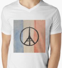 Paris Peace Symbol Eiffel Tower French Tricolor Men's V-Neck T-Shirt