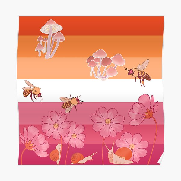 Drapeau de la fierté lesbienne de Cottagecore Poster