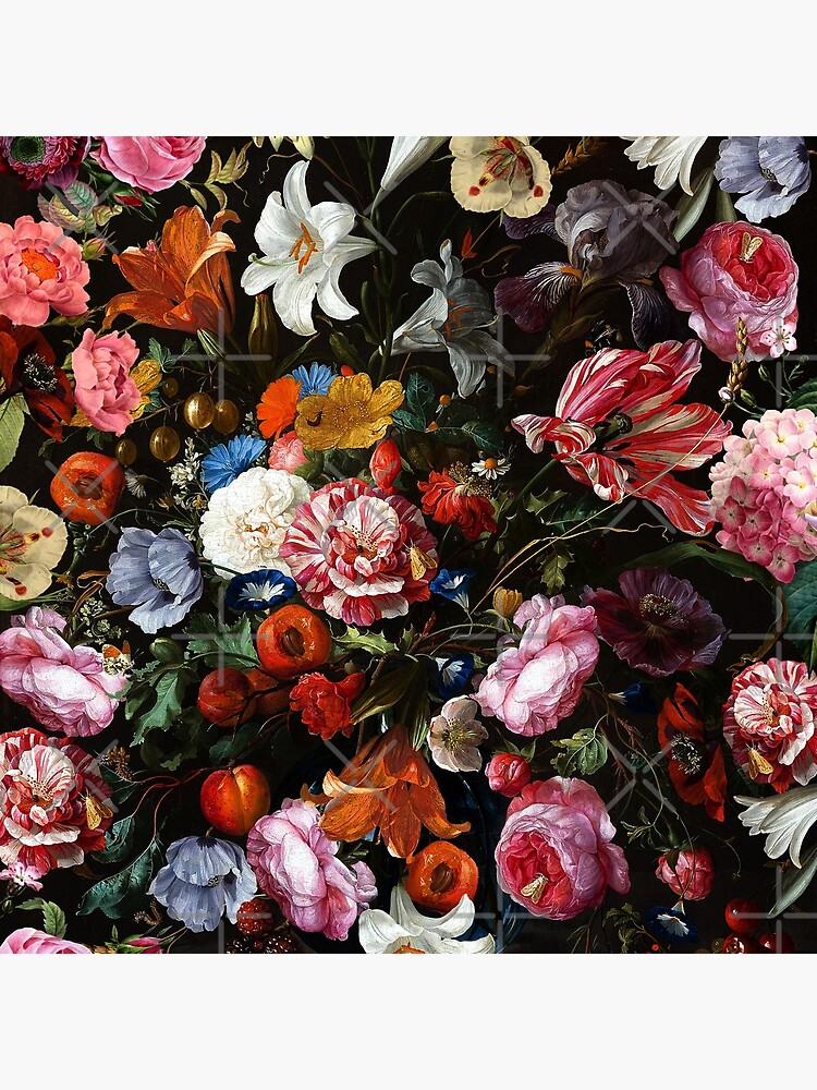 Dutch Botanical Flowers Midnight Garden by UtArt