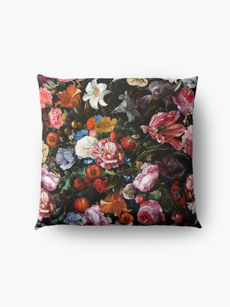 Alternate view of Dutch Botanical Flowers Midnight Garden Floor Pillow