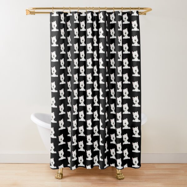 Westie highland white terrier pattern Shower Curtain